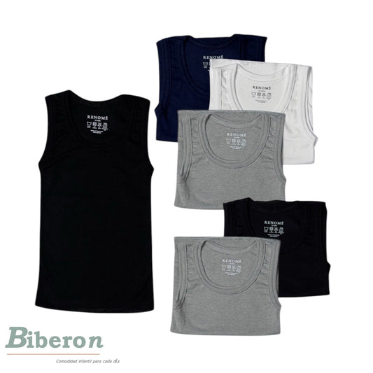 Set de 6 camisetas interiores  - colores básicos para niño