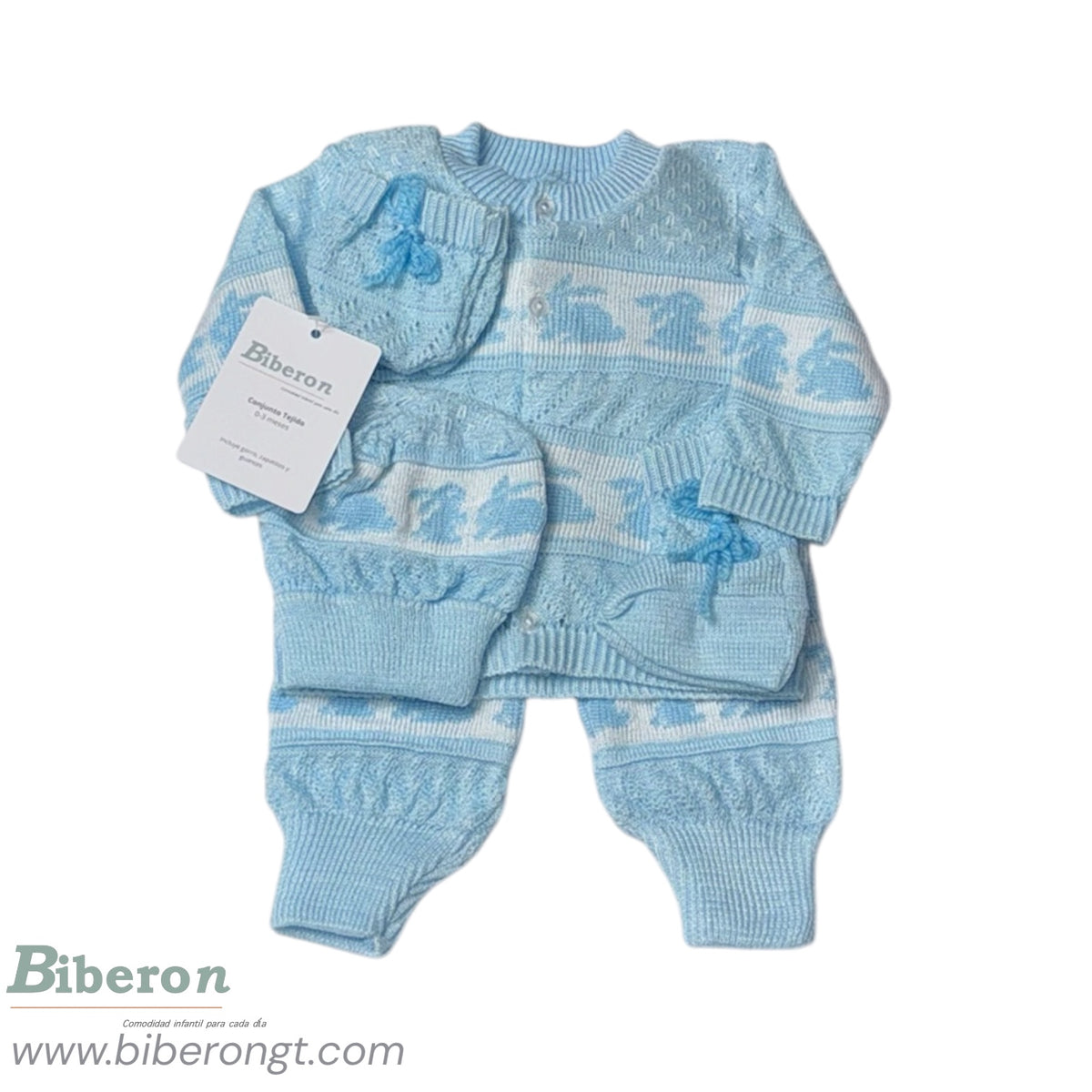 Conjunto tejido de 5 pzs - conejitos