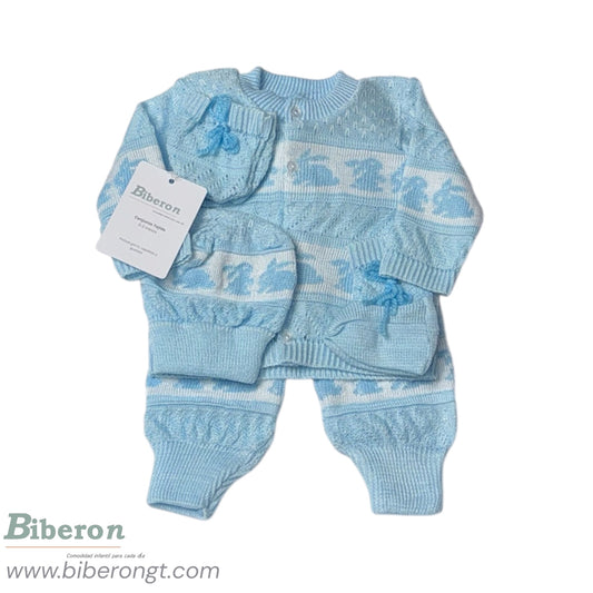 Conjunto tejido de 5 pzs - conejitos