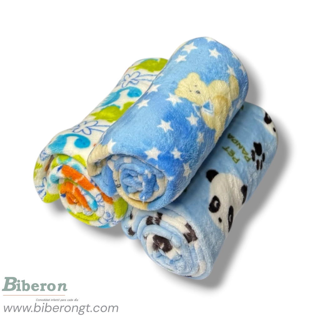 Frazadas fleece - Estampadas - Celeste / azul