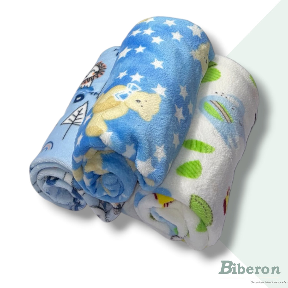 Frazadas fleece - Estampadas - Celeste / azul