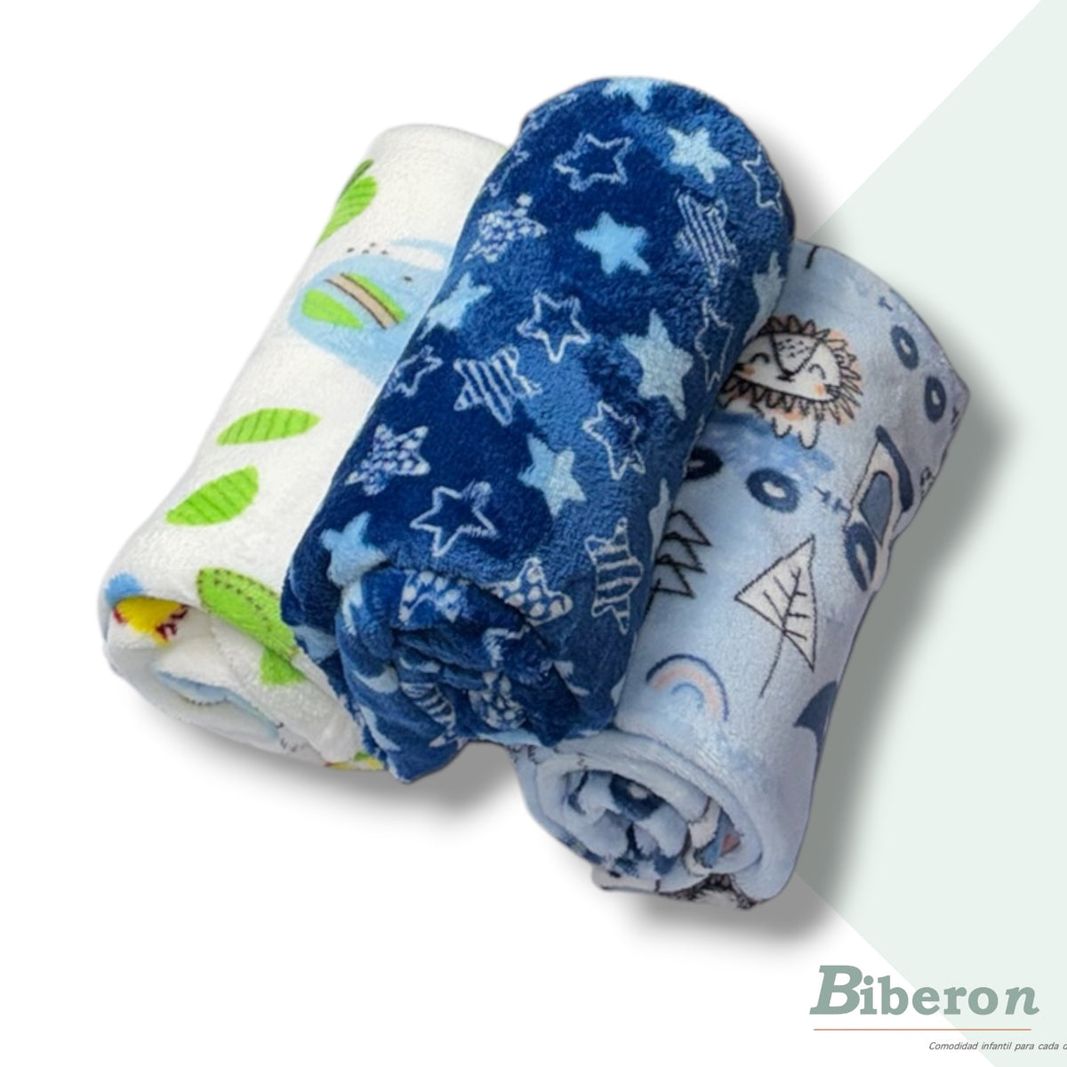 Frazadas fleece - Estampadas - Celeste / azul