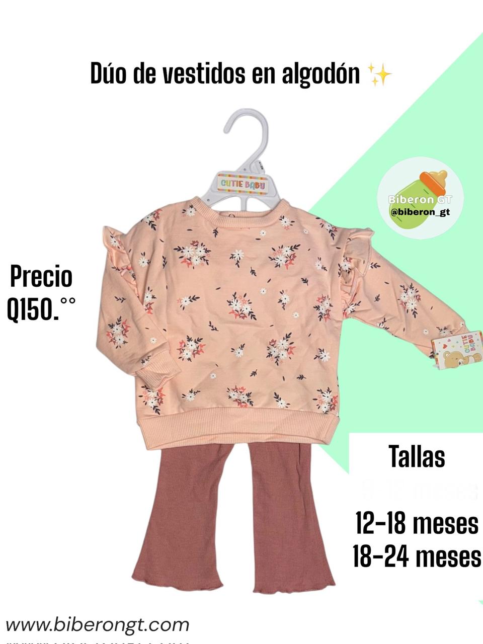 Conjunto de 2 pzs - rosa de flores