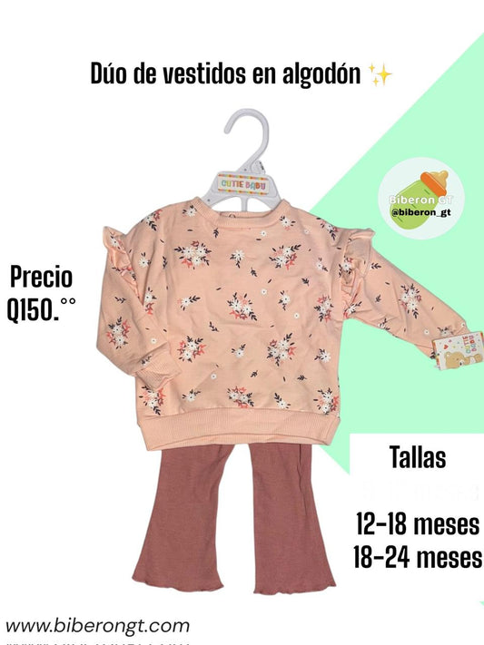 Conjunto de 2 pzs - rosa de flores