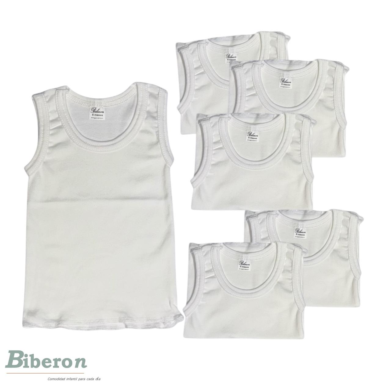 Set de 6 camisetas interiores uso diario - blancas de algodón
