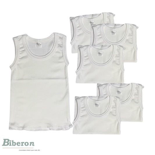 Set de 6 camisetas interiores uso diario - blancas de algodón