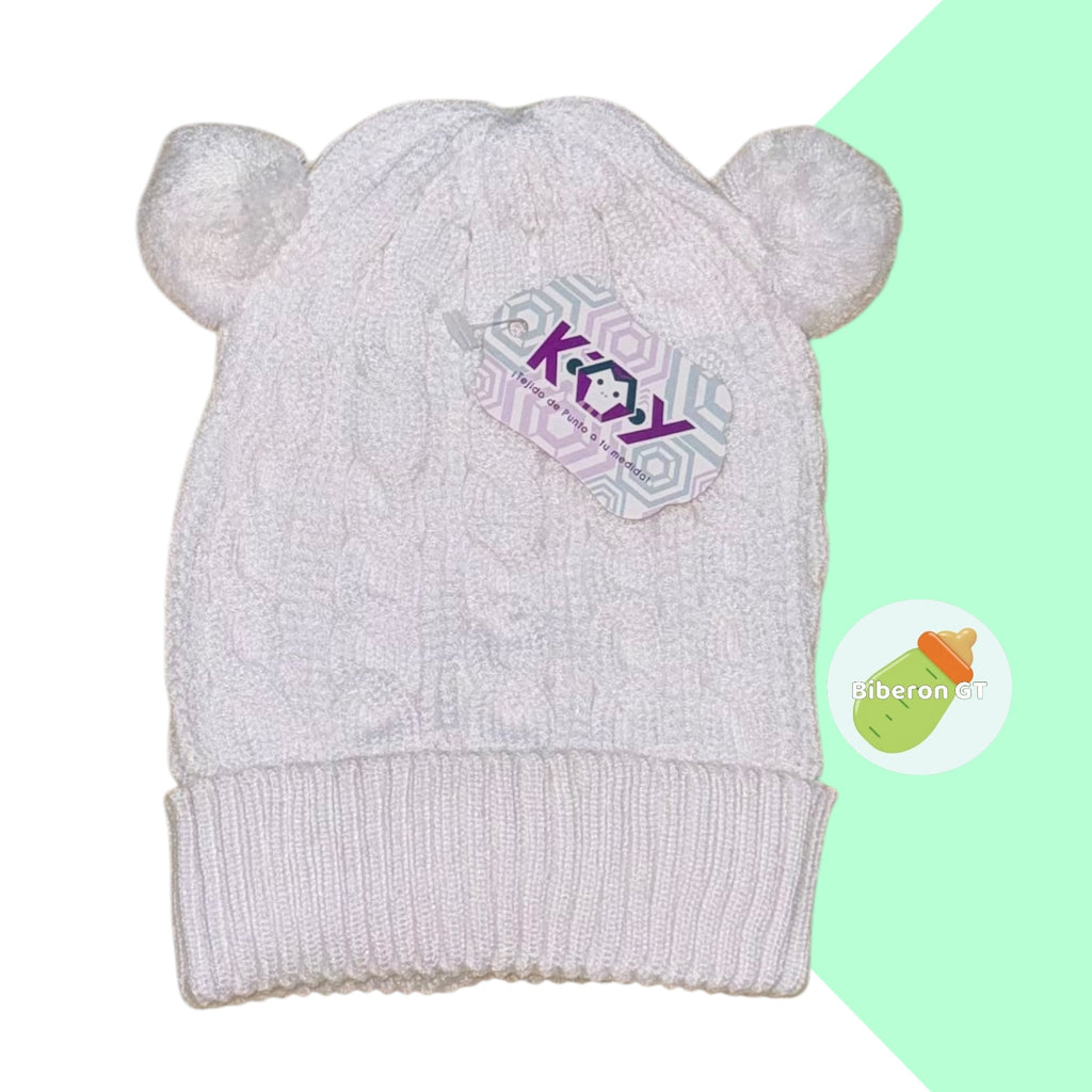 Gorra de lana hipoalergénica de 2 pompones - 6 meses a 3 años
